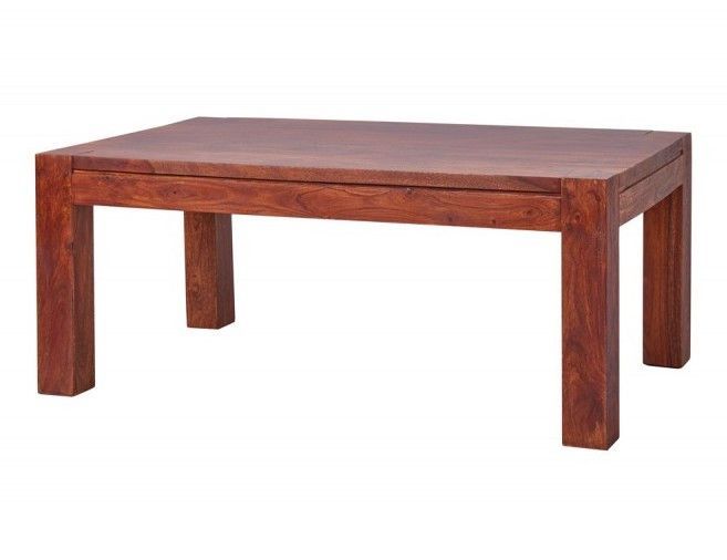 Table basse rectangulaire bois massif marron Raizi 110 cm - Photo n°1