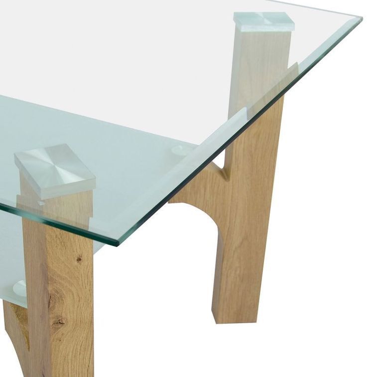Table basse rectangulaire verre et pieds chêne clair Oré 110 cm - Photo n°3