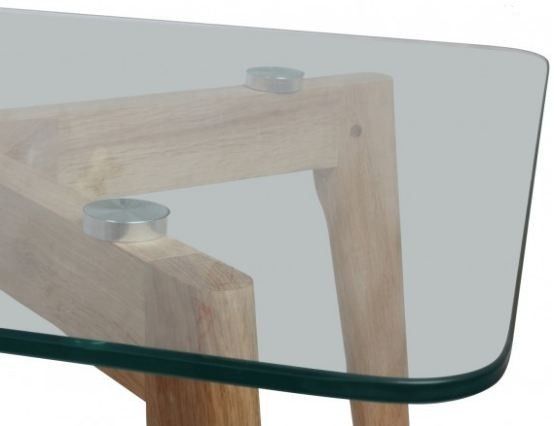 Table basse rectangulaire verre trempé et chêne massif clair Bjorg 90 cm - Photo n°2