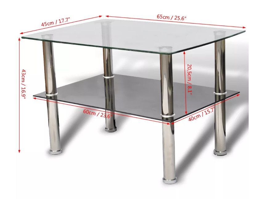Table basse rectangulaire verre trempé et métal chromé Kyrah - Photo n°5
