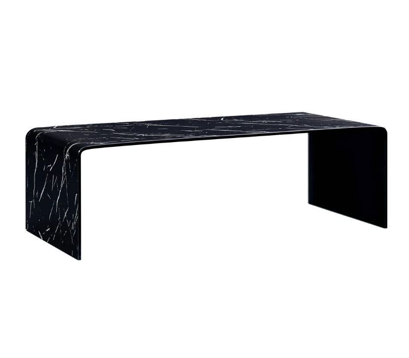 Table basse rectangulaire verre trempé noir Amada - Photo n°1