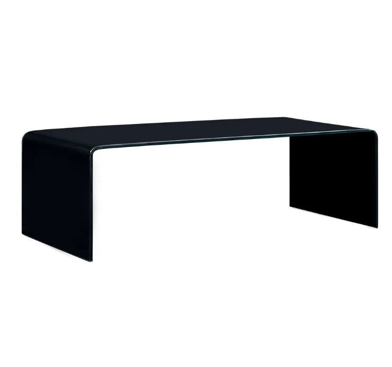 Table basse rectangulaire verre trempé noir Shaimi - Photo n°1