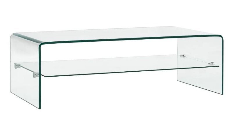 Table basse rectangulaire verre trempé transparent Niu 3 - Photo n°1