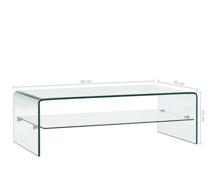 Table basse rectangulaire verre trempé transparent Niu 3 - Photo n°4