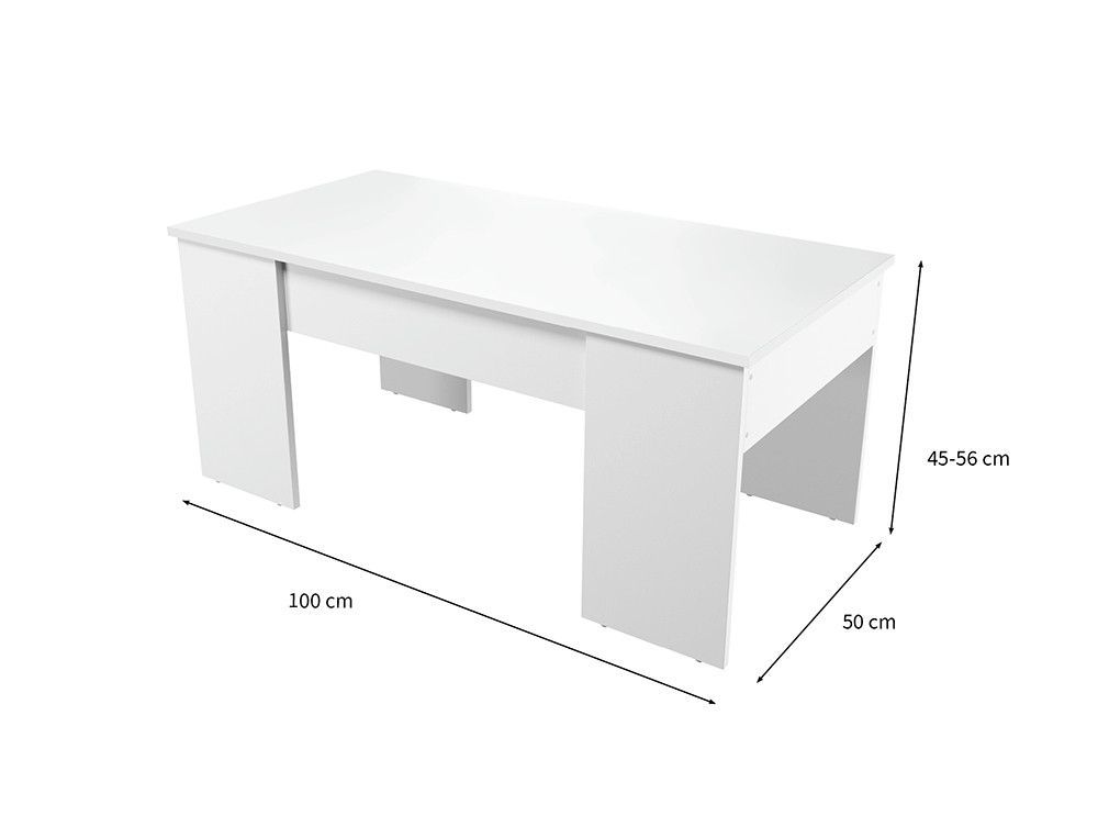 Table basse relevable avec rangement bois mélaminé blanc Doppy 100 cm - Photo n°6