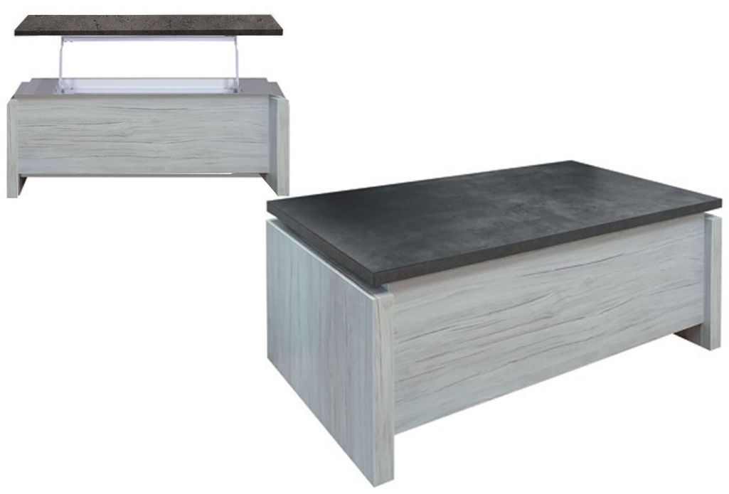 Table basse relevable chêne et béton foncé Korm - Photo n°2