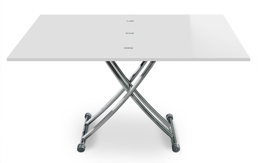 Table basse relevable et extensible blanc laqué Kazer L 120/150 x P 75/120 x H 39/76 cm - Photo n°2