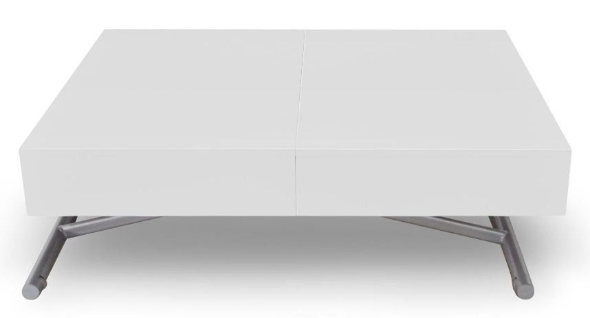 Table basse relevable et extensible blanc laqué Sunda L 120/155/190 x H 40/75 x P 80 cm - Photo n°1