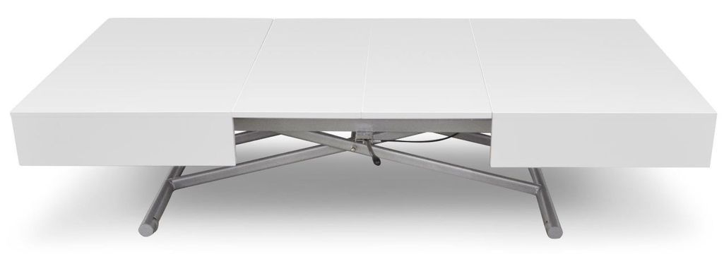 Table basse relevable et extensible blanc laqué Sunda L 120/155/190 x H 40/75 x P 80 cm - Photo n°2