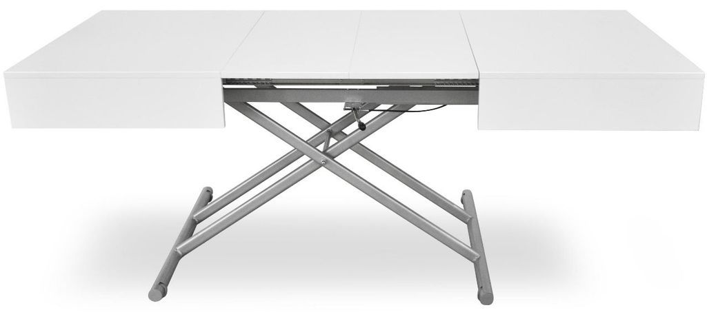 Table basse relevable et extensible blanc laqué Sunda L 120/155/190 x H 40/75 x P 80 cm - Photo n°3
