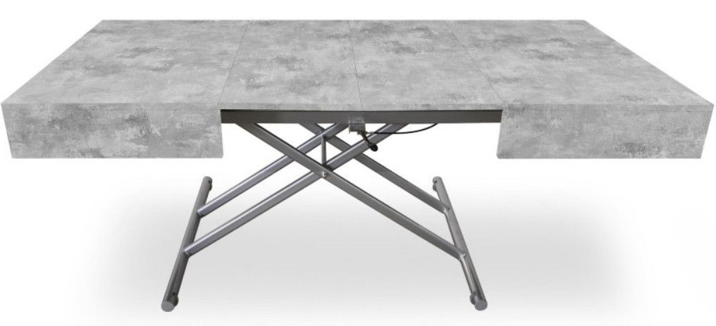 Table basse relevable et extensible effet béton Sunda L 120/155/190 x H 40/75 x P 80 cm - Photo n°2