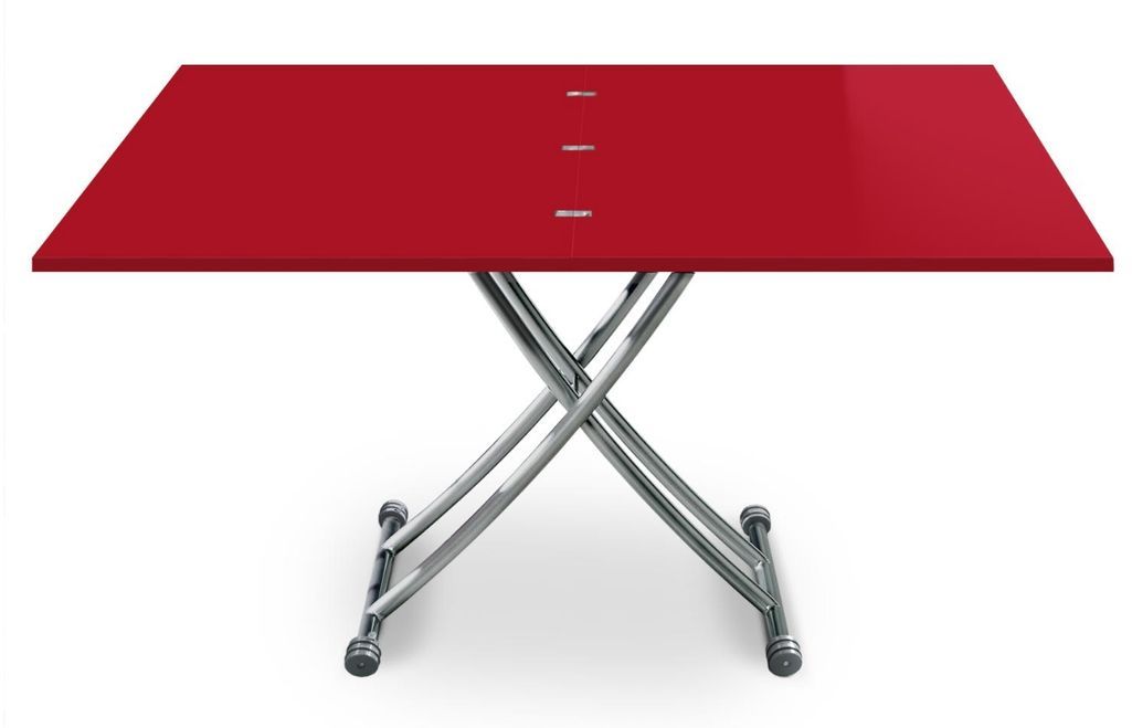 Table basse relevable et extensible rouge laqué Kazer L 120/150 x P 75/120 x H 39/76 cm - Photo n°2