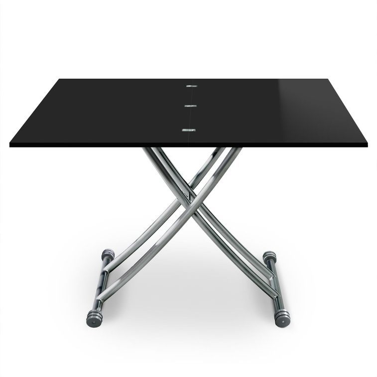 Table basse relevable noir laqué Kazer L 57/114 x P 100 x H 39/76 cm - Photo n°2