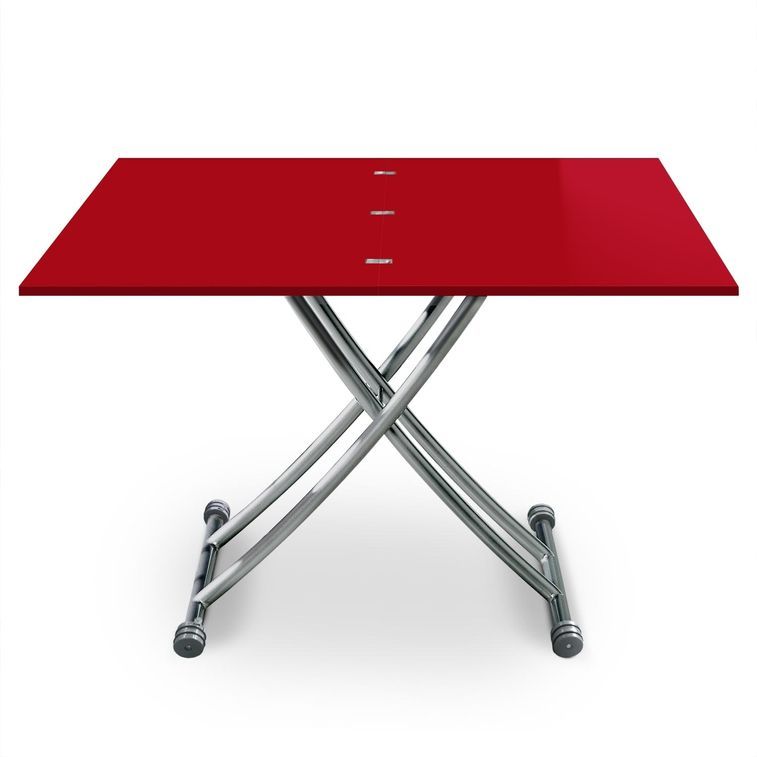 Table basse relevable rouge laqué Kazer L 57/114 x P 100 x H 39/76 cm - Photo n°2