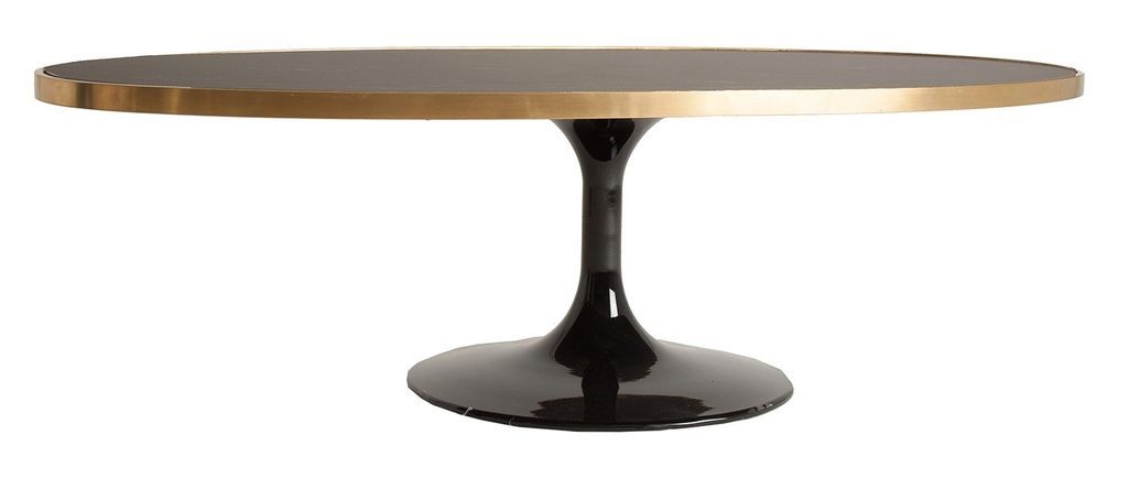 Table basse résine imitation marbre noir et métal doré Nath - Photo n°1