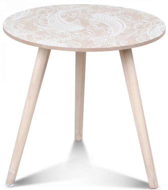 Table basse ronde bois blanc Vicky - Photo n°1