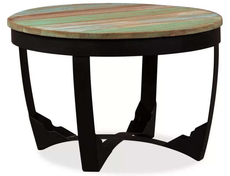 Table basse ronde bois de récupération et pieds métal noir Dink - Photo n°2