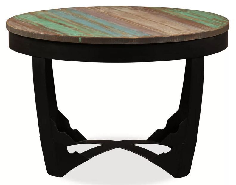 Table basse ronde bois de récupération et pieds métal noir Dink - Photo n°3