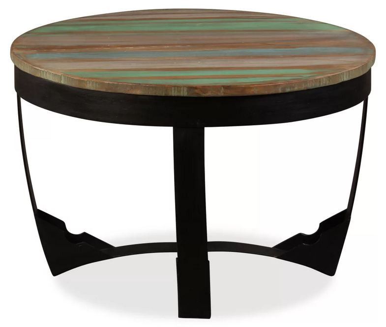 Table basse ronde bois de récupération et pieds métal noir Dink - Photo n°4
