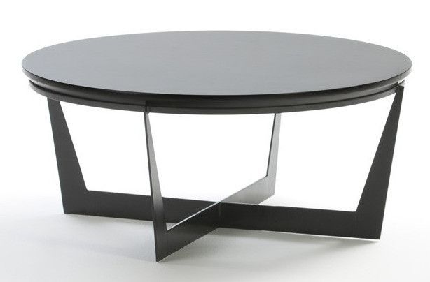 Table basse ronde bois et métal noir Faro H 38 - Photo n°1