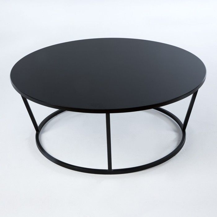 Table basse ronde bois et pieds métal noir D 90 cm - Photo n°1