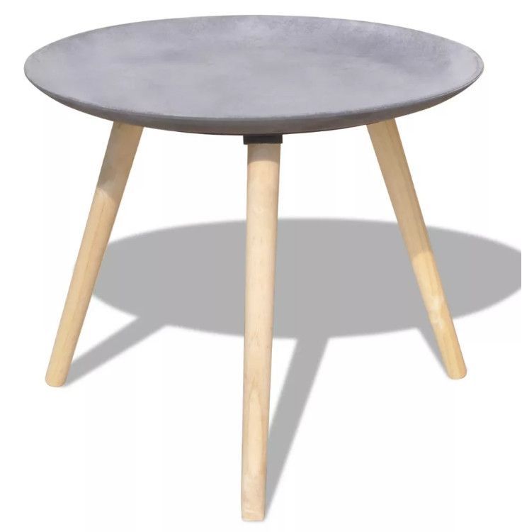 Table basse ronde bois gris et pieds pin massif clair - Lot de 2 Jewel - Photo n°2