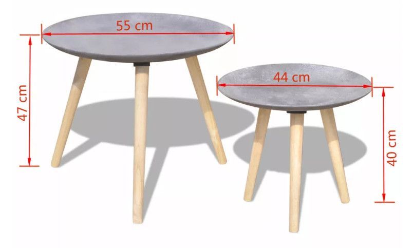 Table basse ronde bois gris et pieds pin massif clair - Lot de 2 Jewel - Photo n°7