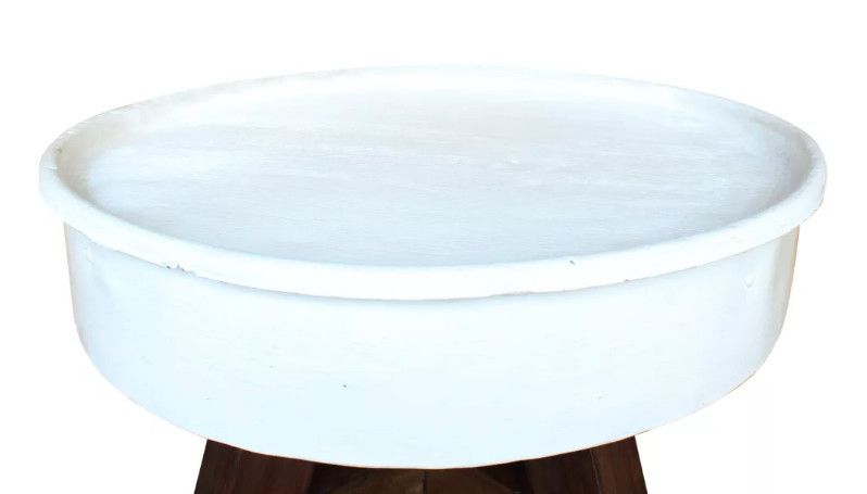Table basse ronde bois massif recyclé et métal blanc Pury - Photo n°4