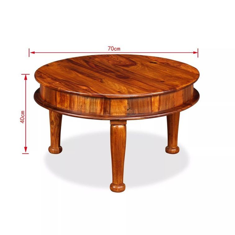 Table basse ronde bois massif Sesham finitione Vahina - Photo n°4