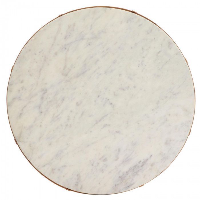 Table basse ronde marbre blanc et pied métal bronze Piega 88 cm - Photo n°2