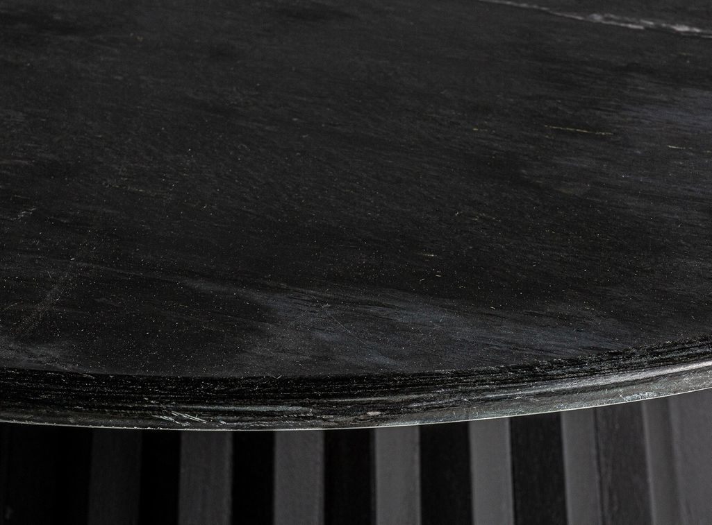 Table basse ronde marbre et pied manguier massif noir Lial D 100 cm - Photo n°5
