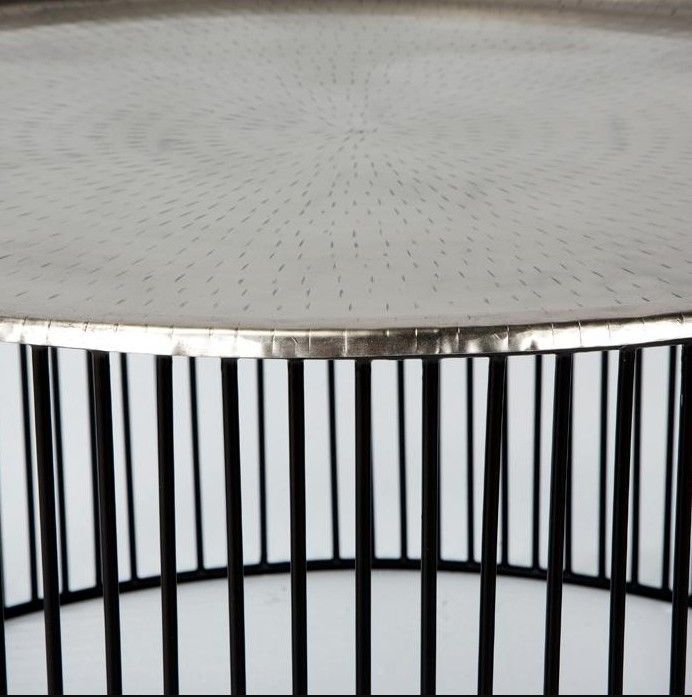 Table basse ronde métal argenté et noir D 80 cm - Photo n°2
