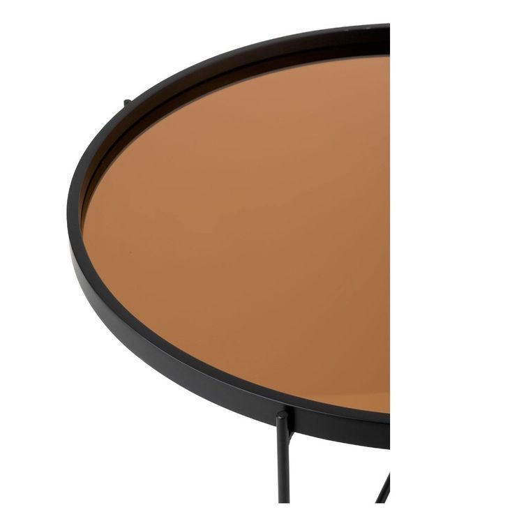 Table basse ronde miroir rose et métal noir Nissy D 74 cm - Photo n°3