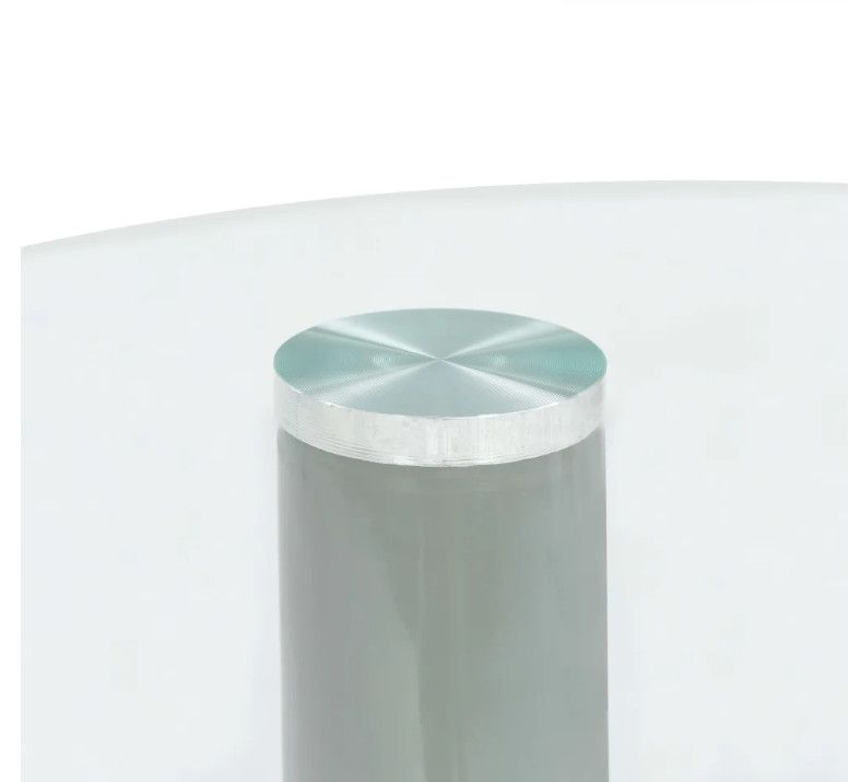 Table basse ronde verre trempé et fibre de verre gris brillant Ben - Lot de 2 - Photo n°4