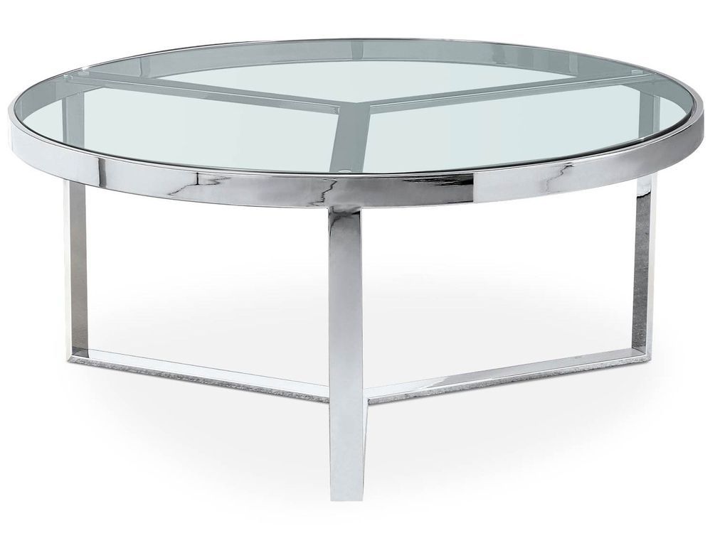 Table basse ronde verre trempé et métal argenté Prisme - Photo n°1