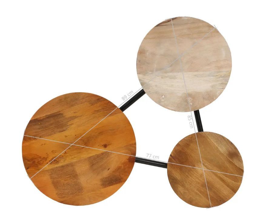 Table basse tri-cercles manguier massif clair et foncé Corma - Photo n°10