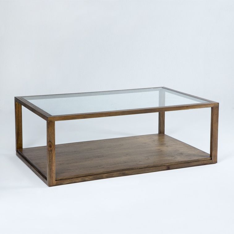 Table basse verre et bois massif foncé Orina L 130 cm - Photo n°1
