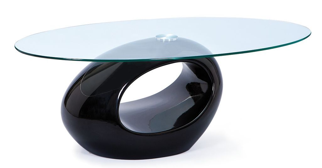Table basse verre et pied fibre de verre noire Naya 110 cm - Photo n°1
