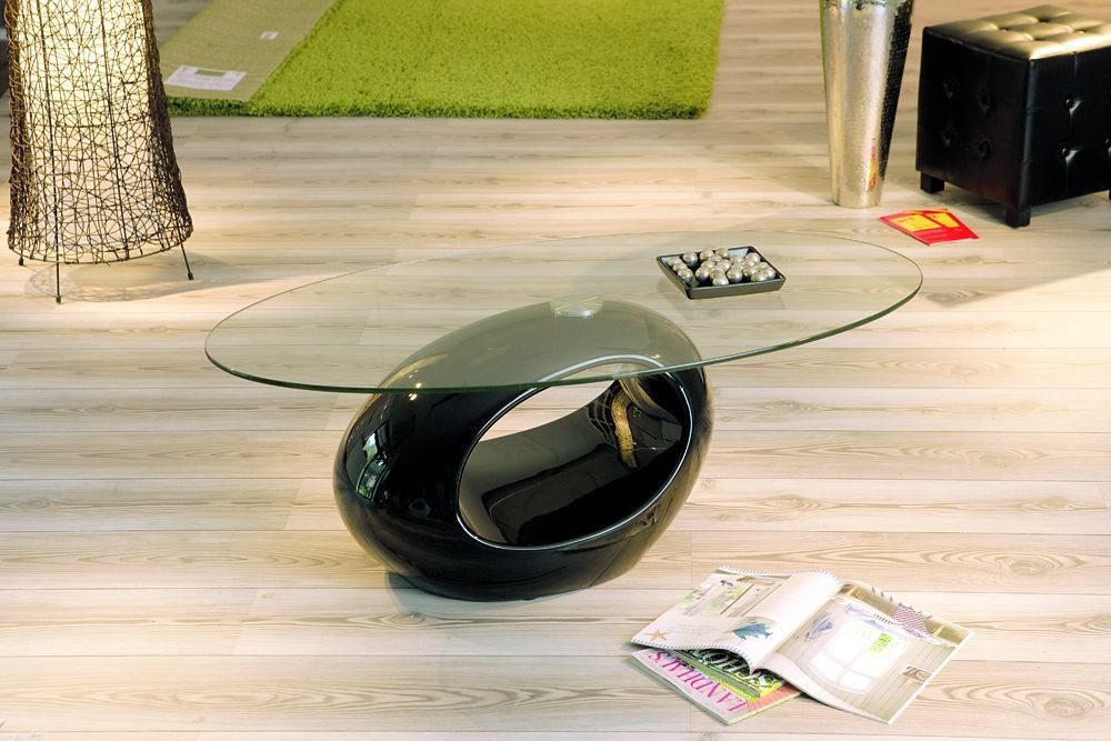 Table basse verre et pied fibre de verre noire Naya 110 cm - Photo n°4