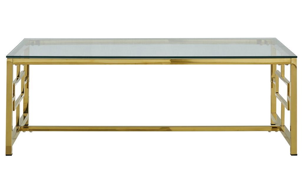 Table basse verre fumé et pieds métal doré Peegia - Photo n°2