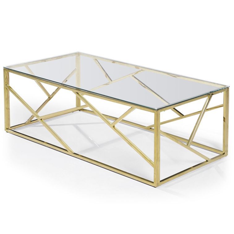 Table basse verre transparent et pieds métal doré Loulou - Photo n°1