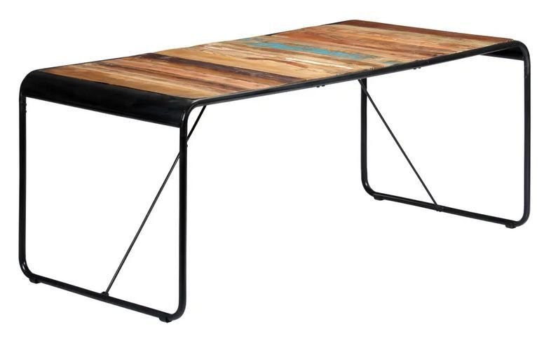Table bois de récupération et pieds métal noir Reej 180 cm - Photo n°1