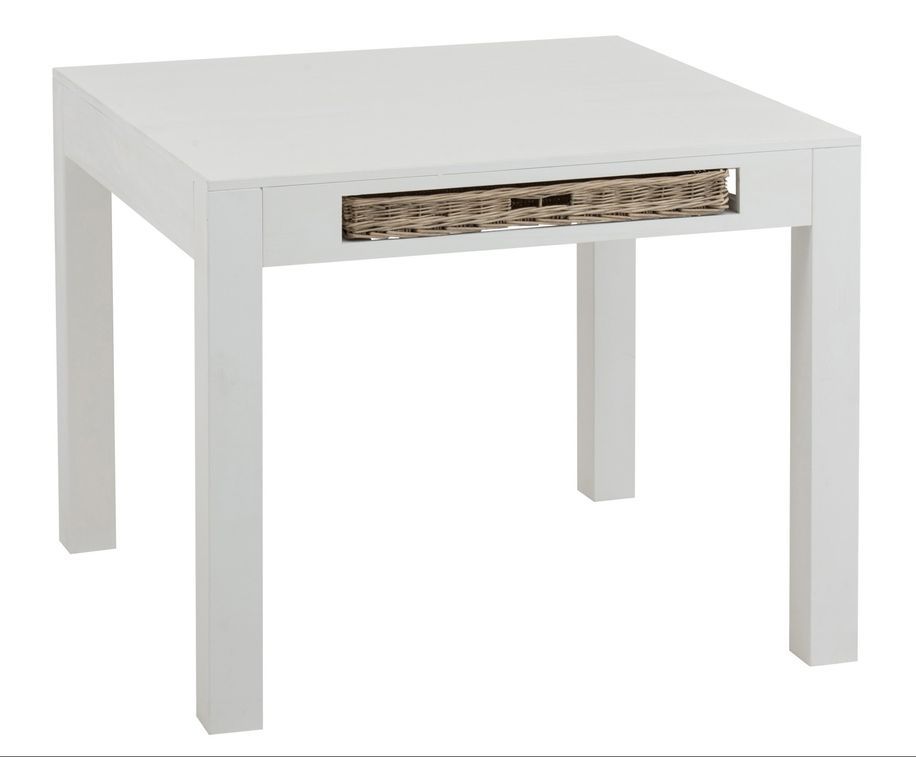 Table carrée avec panier bois blanc Gabio L 100 cm - Photo n°1
