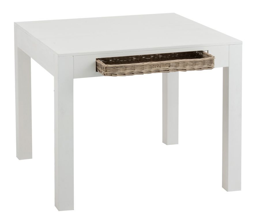 Table carrée avec panier bois blanc Gabio L 100 cm - Photo n°2