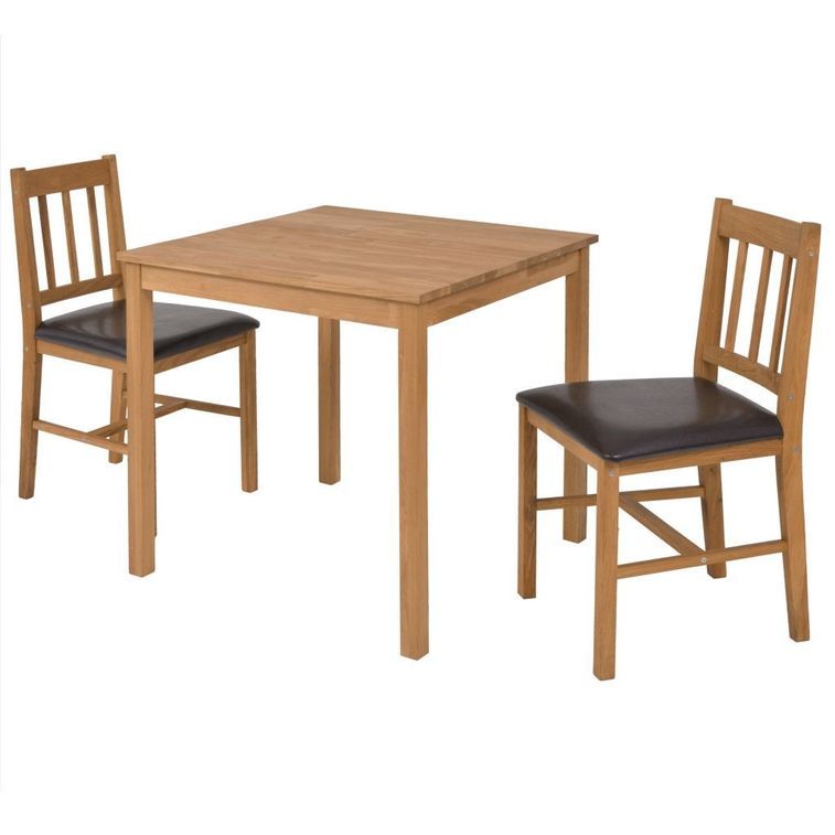Table carrée et 2 chaises chêne massif Pannos - Photo n°2