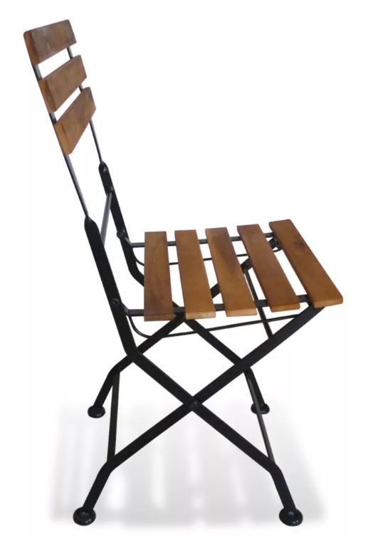 Table carrée et 2 chaises de jardin acacia clair et métal noir Axa - Photo n°7