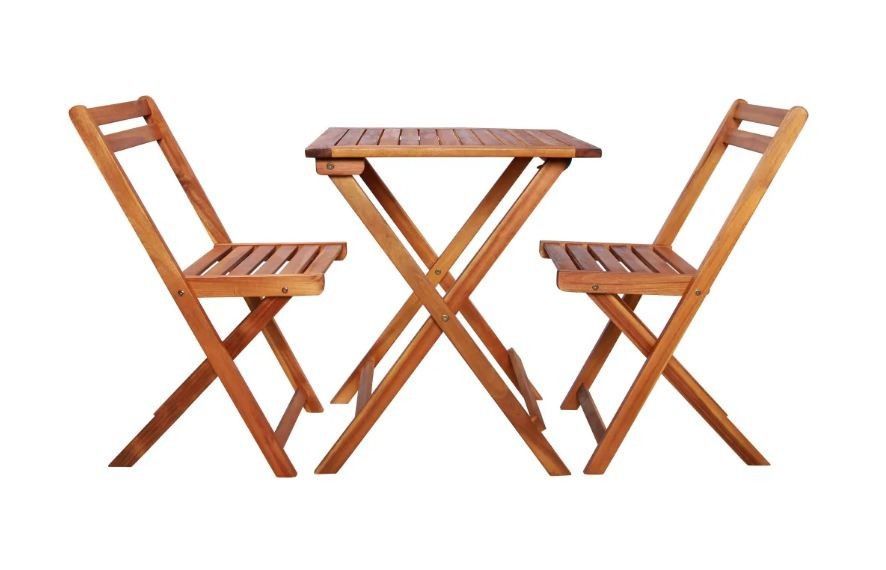 Table carrée et 2 chaises de jardin acacia clair Polina - Photo n°2