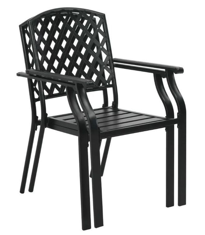 Table carrée et 2 chaises de jardin métal noir Lovely - Photo n°3