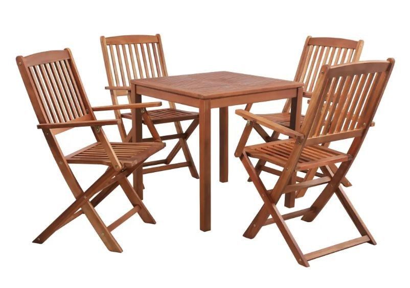 Table carrée et 4 chaises de jardin acacia clair Polina - Photo n°1