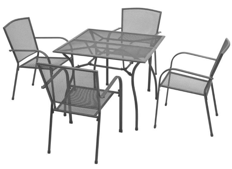 Table carrée et 4 chaises de jardin métal anthracite Brook - Photo n°1